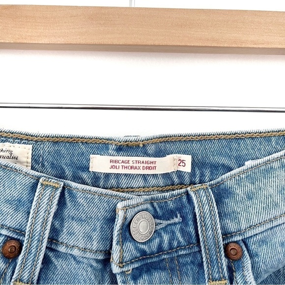 LEVI’S | Ribcage Straight Ankle Jeans Size 25 Light Wash Distressed Tango Fade - Picture 9 of 12